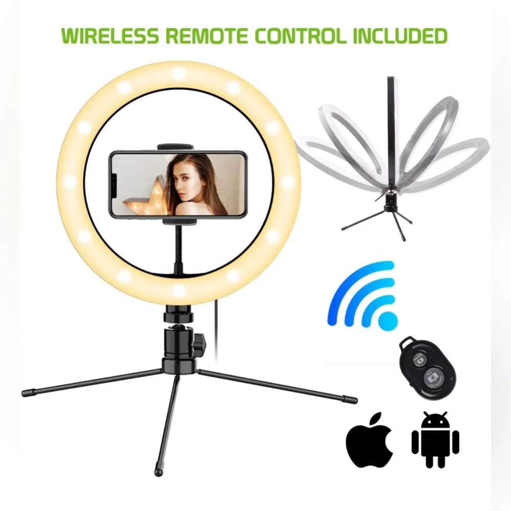 10” LED Tabletop Ring Light with Remote